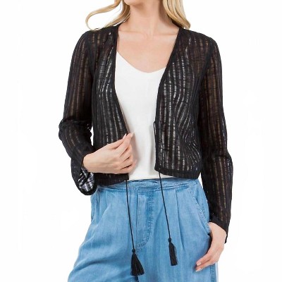 Women's Needle Out Knit Tie Front Crop Cardigan - PAPARAZZI