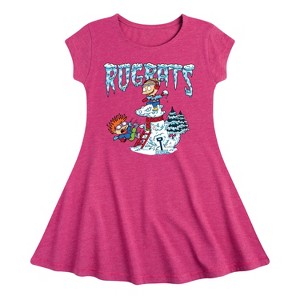 Girls' - Rugrats - Snowball Fight Fit & Flair Cap Sleeve Dress - 1 of 3