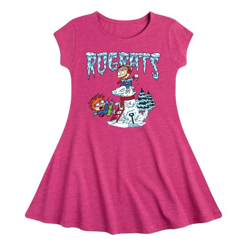 Girls' - Rugrats - Snowball Fight Fit & Flair Cap Sleeve Dress - image 1 of 3