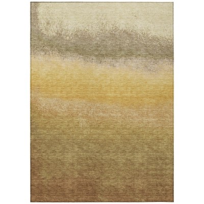 Gold And Wheat Ombre Washable Indoor Outdoor Area Rug
