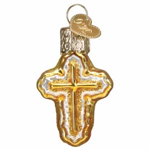 Old World Christmas 2.0 Inch Mini Cross Ornament Religious Green Hook Tree Ornaments - 1 of 3