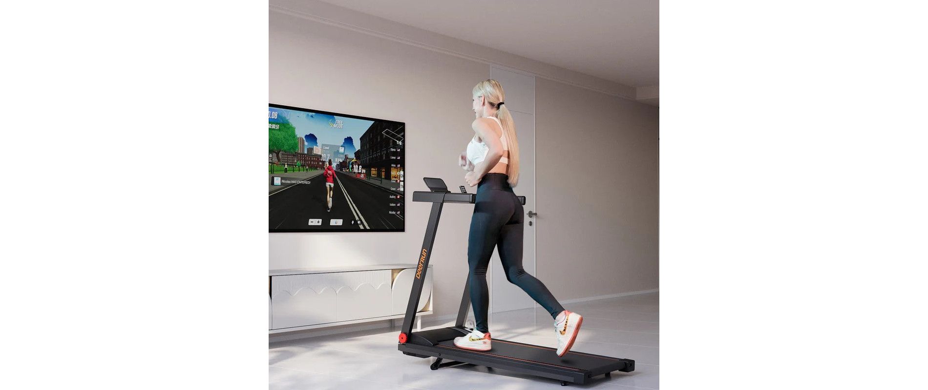 DeerRun A1 Folding Smart Treadmill with 6% Incline - Support Bluetooth & Remote Wireless Control