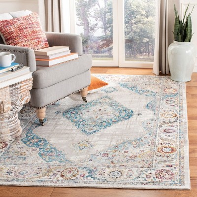 Aria Blue and Ivory 4' x 6' Synthetic Reversible Area Rug