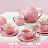 Joyfy Porcelain Tea Set for Girls, 12PCS Pink Childs Tea Party Set, Pretend Play Toys for Toddlers Kids Christmas Birthday Gifts Ages 3 4 5 - 2 of 4