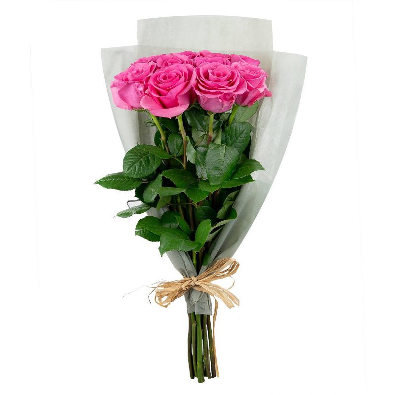 Dozen Fresh Cut Pink Roses with Vase, 6 of 7