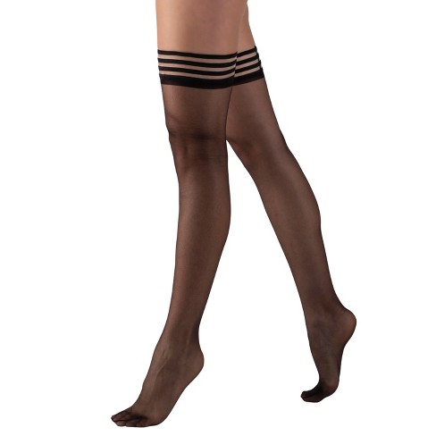 Hanes Premium Women's Back Seam Thigh High - Black