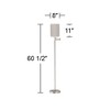 360 Lighting Modern Swing Arm Floor Lamp 60.5" Tall Brushed Nickel Ivory Natural Linen Cylinder Shade for Living Room Reading Bedroom Office - 3 of 3