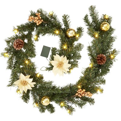 Christmas Garland for Mantle,6Ft Battery Operated Prelit Garland Christmas Decorations with 20 LED Lights