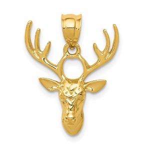 Black Bow Jewelry 14k Yellow Gold Polished Deer Head Pendant, 18mm - 1 of 4