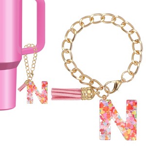 Unique Bargains Epoxy Resin Colorful Glittery Tassel Sports Water Bottle Accessories Letter Charm 1 Pc - 1 of 4