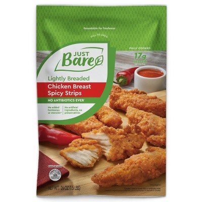 Just Bare Lightly Breaded Spicy Chicken Breast Strips - Frozen - 24oz ...