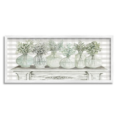 Stupell Industries Country Home Plants Herbs Jars Rustic Tartan Illustration Framed Giclee Art