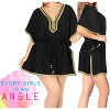 LA LEELA Women's House Daily Routine Evening Wear Vacation Casual Dailywear Holiday Relaxed Fit House Dress Caftan Short Loungewear 2X-3X Black, Solid - 4 of 4