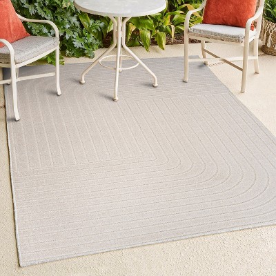 Odense Ivory Cream High-Low Geometric Indoor Outdoor Rug