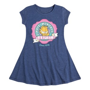 Girls' - Garfield - I Hate Mondays Badge Fit & Flair Cap Sleeve Dress - 1 of 3