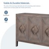 Antique Four Door Cabinet with Carved Flower Handles, Wooden Sideboard Buffet Console for Living Room Kitchen Hallway - 3 of 4