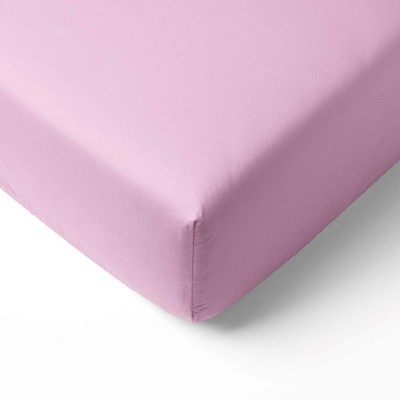 Bacati - Solid Medium Pink 100 percent Cotton Universal Baby US Standard Crib or Toddler Bed Fitted Sheet