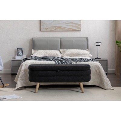CAVINAS Storage Bench Velvet Accent Stools with Wood Legs for Bedroom and Entryway