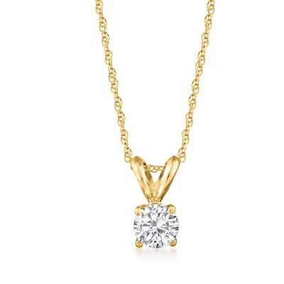 Ross-Simons 0.33 Carat Diamond Solitaire Necklace in 14kt Yellow Gold Size 18