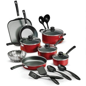 LunaLulinlk 18 Piece Non-stick Cookware Set, Red - 1 of 4