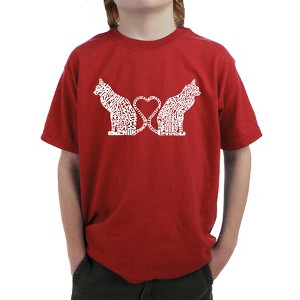 LA Pop Art Cat Tail Hearts - Boy's Word Art T-Shirt - 1 of 4