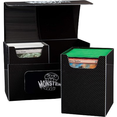 Monster Protectors Magnetic Double Deck Box - Black, Holds 150 Gaming TCGs, Compatible w Standard & Smaller Size Gaming Trading Cards