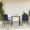 vidaXL 3-Piece Bistro Set with Cushions - Gray Poly Rattan, Navy Cushion Covers, Tempered Glass Tabletop - Outdoor Patio Garden Furniture - 2 of 4