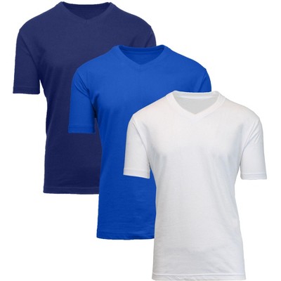 Blue Ice Men's Short Sleeve V-Neck Modern Fit Cotton Blend Classic Tee-3 Pack