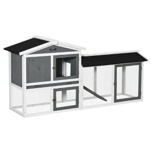 Skyzone Wooden Rabbit Hutch with Run, Lockable Doors & Removable Tray - Indoor/Outdoor Guinea Pig - 1 of 4