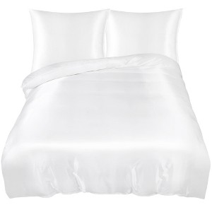 PiccoCasa 3 Pcs Soft Smooth Silky Breathable Duvet Cover Set 1 Quilt Cover, 2 Pillowcase - 1 of 4
