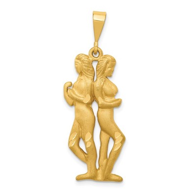 Black Bow Jewelry 14k Yellow Gold Large Gemini the Twins Zodiac Pendant