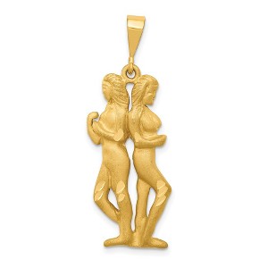Black Bow Jewelry 14k Yellow Gold Large Gemini the Twins Zodiac Pendant - 1 of 4