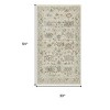 3' X 5' Beige and Blue Oriental Power Loom Distressed Area Rug With Fringe - 3 of 4
