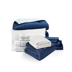 Nestl 9 PC Complete College Dorm Room Twin XL Bedding Bundle, Bed in a Bag Comforter Set - 1 of 4