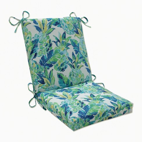 18 x 18 Outdoor Indoor Squared Chair Pad Vida Opal Blue Pillow Perfect Tropical Pineapple Design Weather Resistant