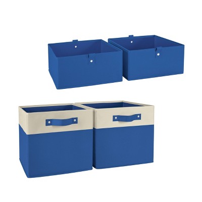 RiverRidge Kids' 2pc 5" and 2pc Two Tone Fabric Collapsible Storage Cube Organizers for Playroom Organization