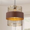 C Cattleya 11.75-inch 1-Light Brass Gold Mesh Pendant Light with Leather Accent - 2 of 4