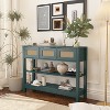 APRILSOUL 43.3" Sofa/Console Table - with 3 Top Drawers and 2 Open Shelves, Farmhouse Style - 3 of 4