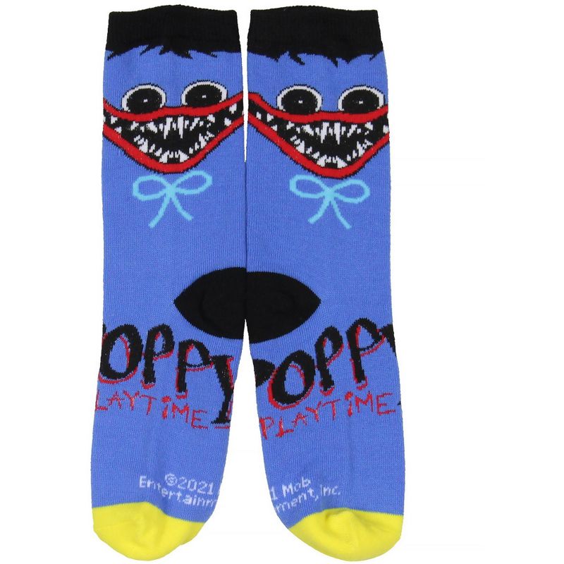 Poppy Playtime Youth Huggy Character Design Crew Socks For Boys And Girls Blue, 3 of 5