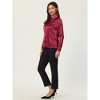 Hobemty Women's Elegant Satin Point Collar Long Sleeve Work Office Button Down Shirt - 3 of 4