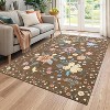Washable Area Rug Boho Floral Rugs for Living Room, Soft Low Pile Non Shedding Floor Carpet with Low Pile for Kitchen Dining Bedroom Nursery - 2 of 4