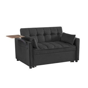 TIRAMISUBEST Convertible Velvet Loveseat Sofa Bed, 3-in-1 Adjustable Positions with Tufted Back & Plastic Legs-Perfect for Small Spaces - 1 of 4