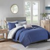 Lyngins 8-Piece Seersucker Comforter & Quilt Set – Watercolor Stripe Print, Hypoallergenic, Machine Washable, Full/Queen Bedding Set - 4 of 4