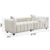 87.4'' White Velvet 3 Seater Sofa with Bubble Upholstery, Modern Upholstered Couch with Metal Legs and 2 Pillows for Living Room-Maison Boucle - 4 of 4