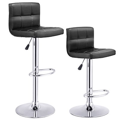 Tangkula Modern Square PU Leather Adjustable Swivel Barstools,Set of 2