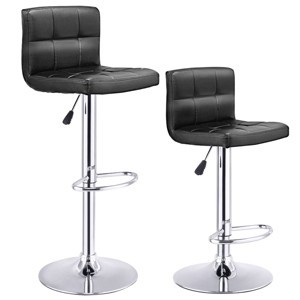 Tangkula Modern Square PU Leather Adjustable Swivel Barstools,Set of 2 - 1 of 4