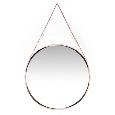 17.5" Franc Round Hanging Wall Mirror with Metal Chain Rose Gold - Infinity Instruments