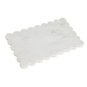 Storied Home Marble Cheese Board with Scalloped Edge, White - 1 of 4