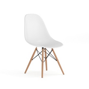 Flash Furniture Elon Series Plastic Chair with Wooden Legs for Versatile Kitchen, Dining Room, Living Room, Library or Desk Use - 1 of 4