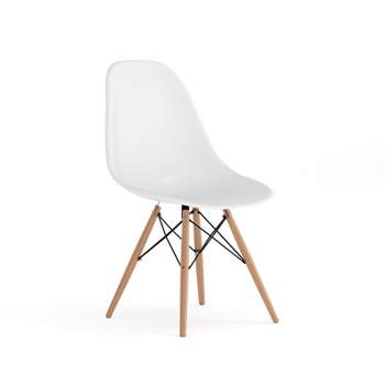 Flash Furniture Elon Series Plastic Chair with Wooden Legs for Versatile Kitchen, Dining Room, Living Room, Library or Desk Use